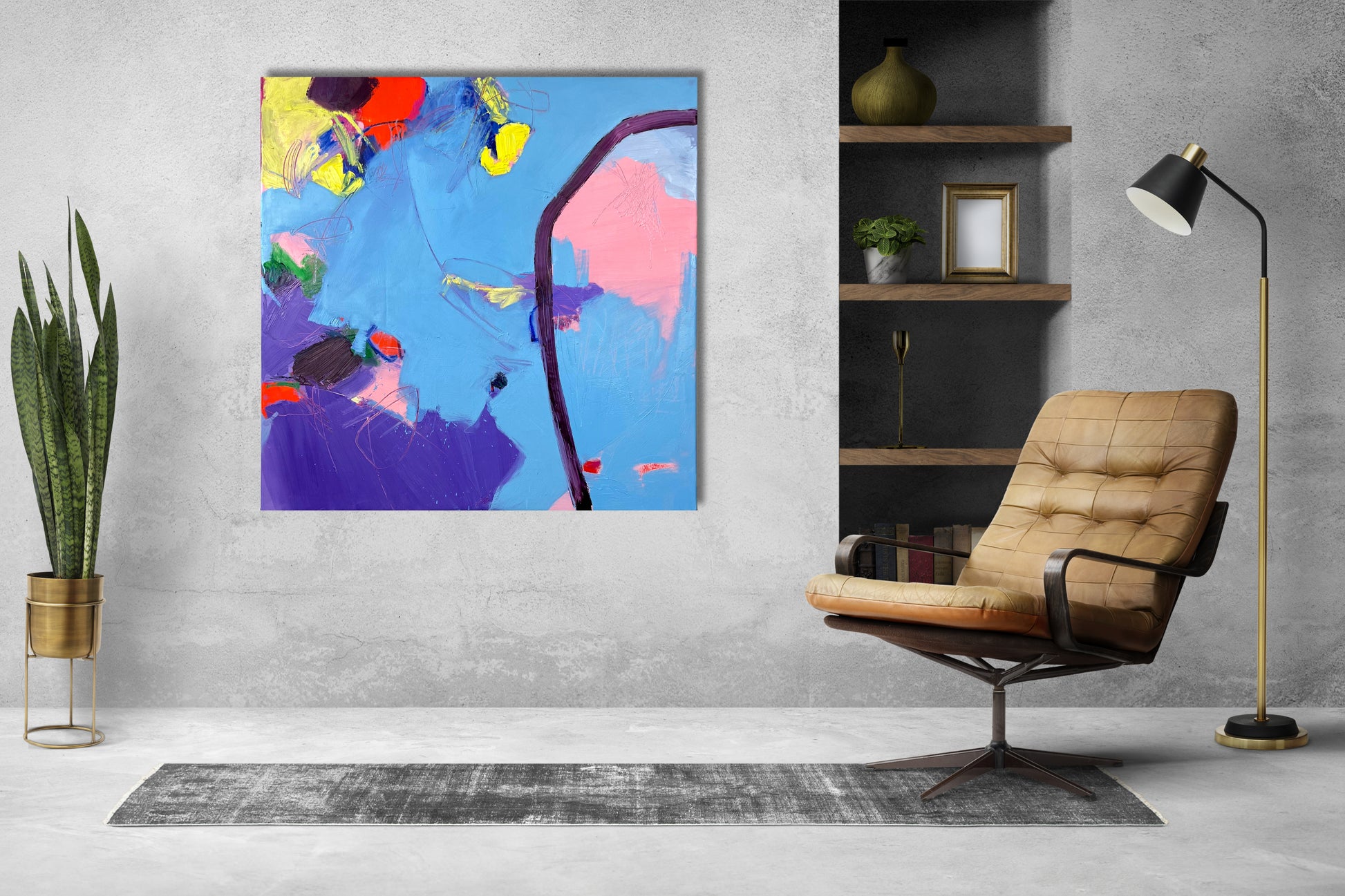 Oil painting in modern interior