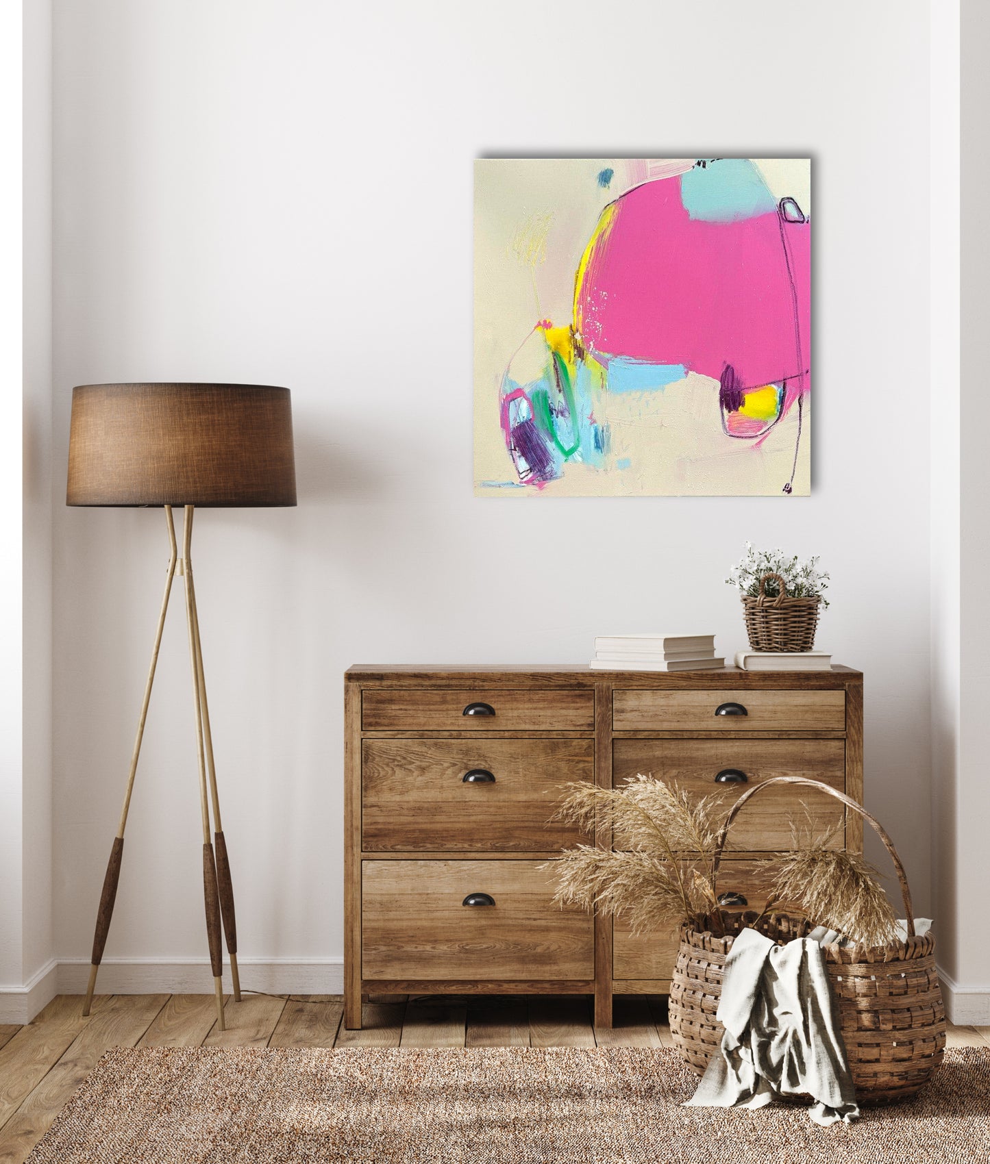 Original Abstraction. Colorful Abstract Art. in interior.