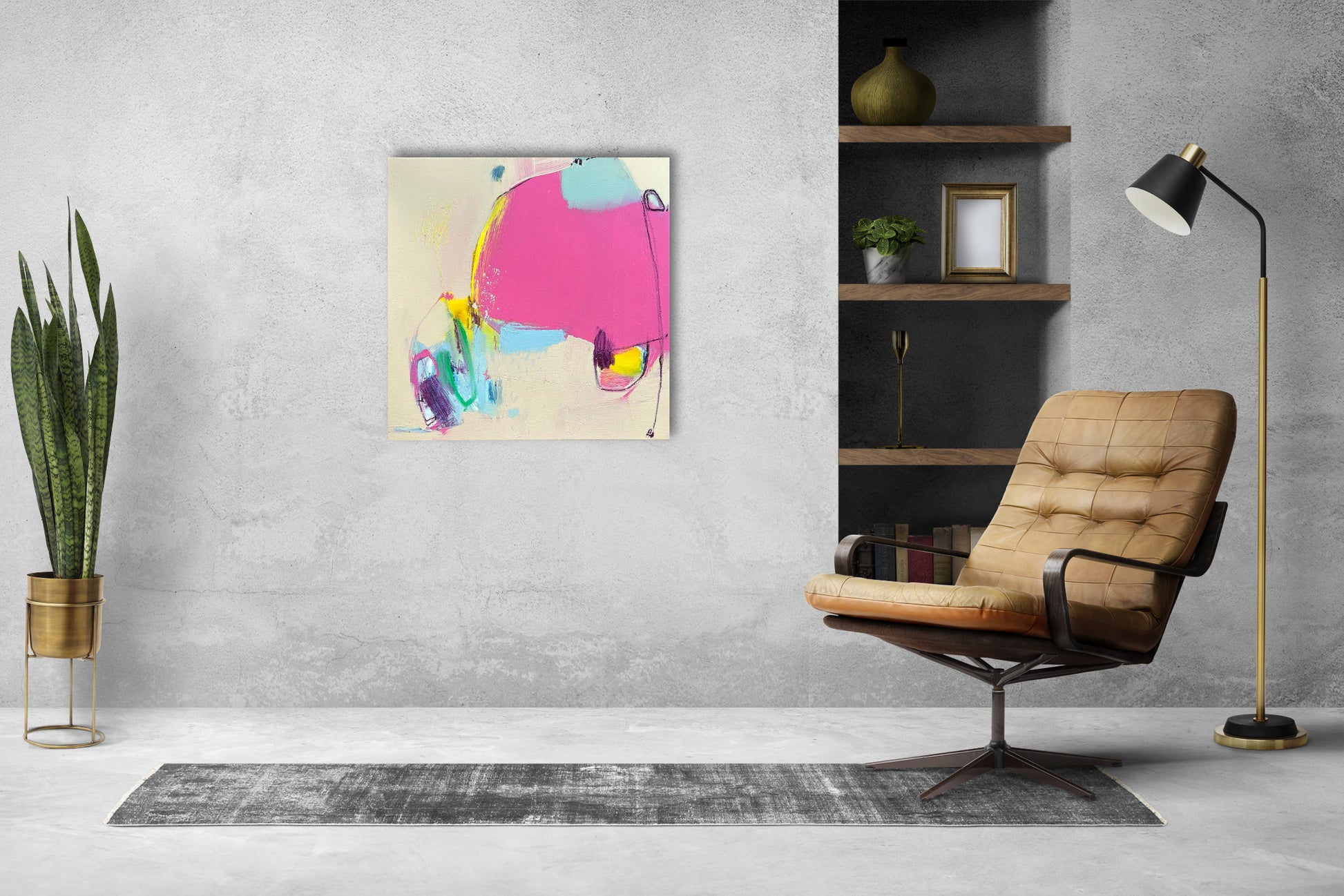 Original Abstraction. Colorful Abstract Art in interior.